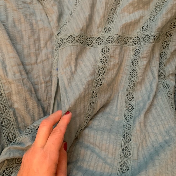 Free People Bella Maxi Dress Lace Inserts One Shoulder Tie Shoulder Mint - Picture 4 of 5